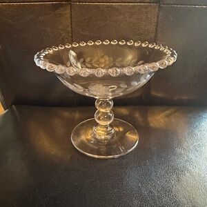 Glass vintage candy dish and plate.